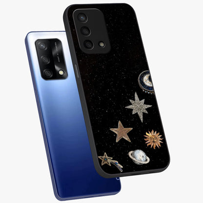 Galactic Charm Glow Glass Case displayed in angled mockup highlighting luminous galaxy inspired design with dreamy aesthetic.