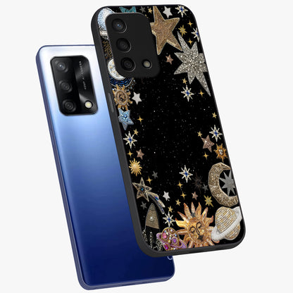 Galactic Jewel Stars Glass Case displayed in angled mockup highlighting shining celestial star design with cosmic aesthetic style.