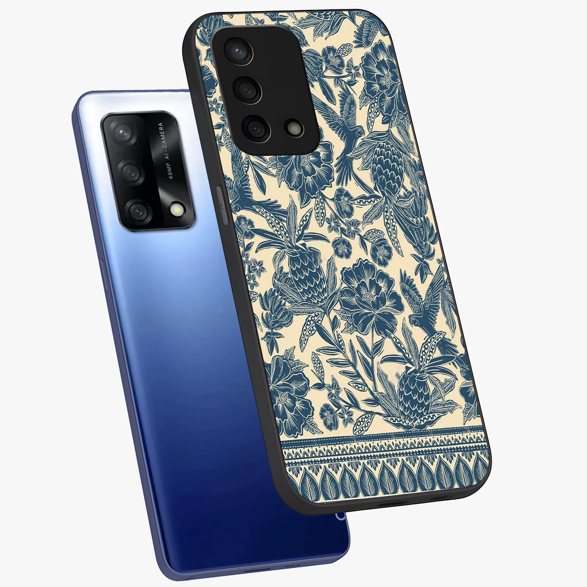 Heirloom Wild Bloom Glass Case displayed in angled mockup highlighting botanical bloom design with classic aesthetic style.