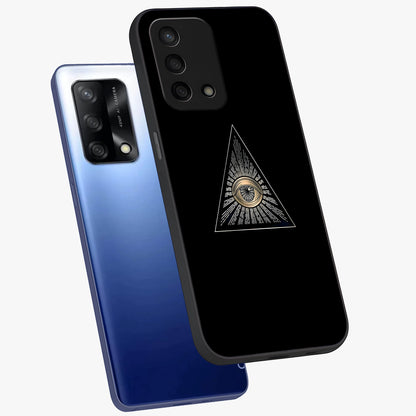 Illuminati Evil Glass Case displayed in angled mockup highlighting dark occult inspired design with bold aesthetic style.