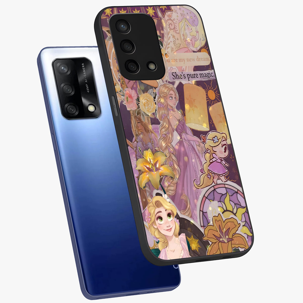 Magical Tangled Dream Glass Case displayed in angled mockup highlighting whimsical fantasy design with magical aesthetic.