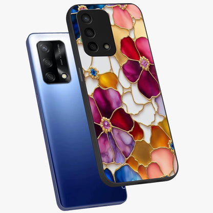 Marble Flower Pattern Glass Case displayed in angled mockup highlighting elegant marble floral design with modern aesthetic.