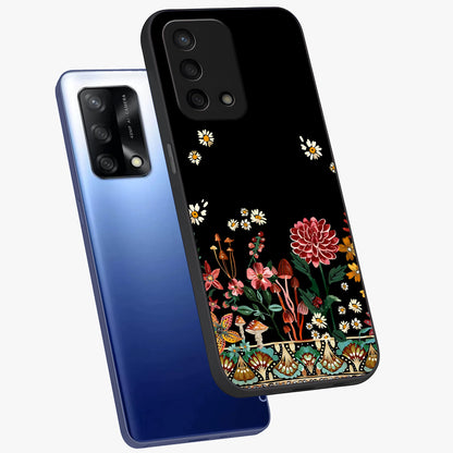 Midnight Bloom Pattern Glass Case displayed in angled mockup highlighting elegant flower design with midnight aesthetic style.