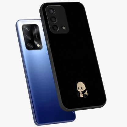 Midnight Panda Love Glass Case displayed in angled mockup highlighting adorable panda illustration with midnight aesthetic.
