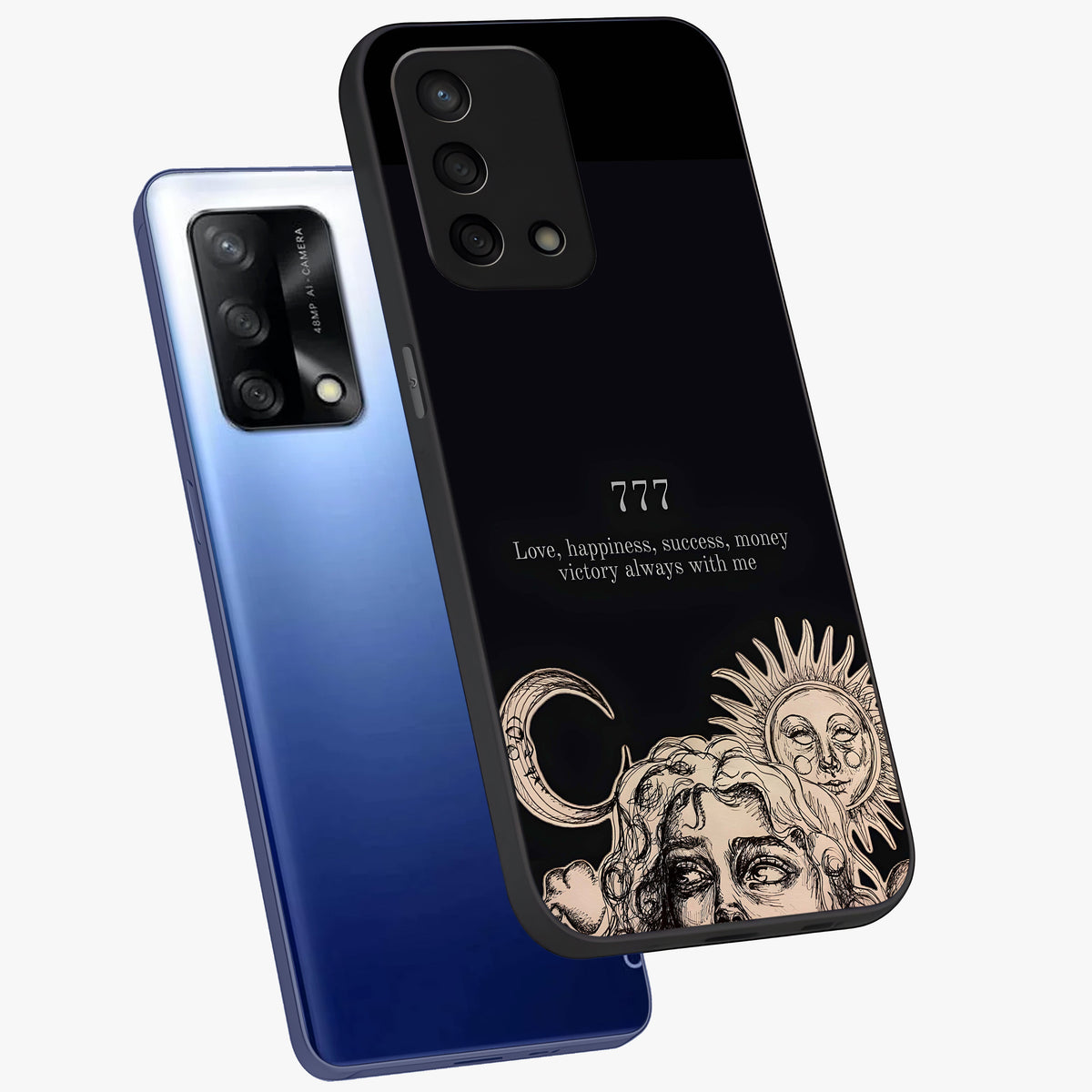 Mystic Victory Aura Glass Case displayed in angled mockup highlighting energetic aura design with bold mystical aesthetic.