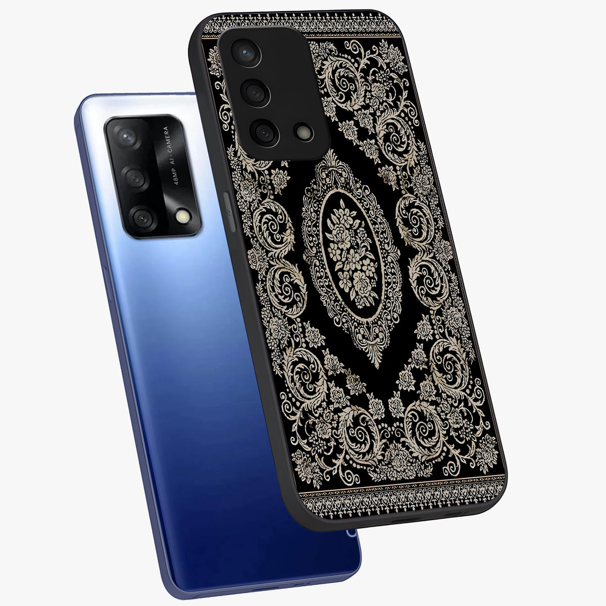 Noir Bloom Elegance Glass Case displayed in angled mockup highlighting refined flower design with stylish noir aesthetic.