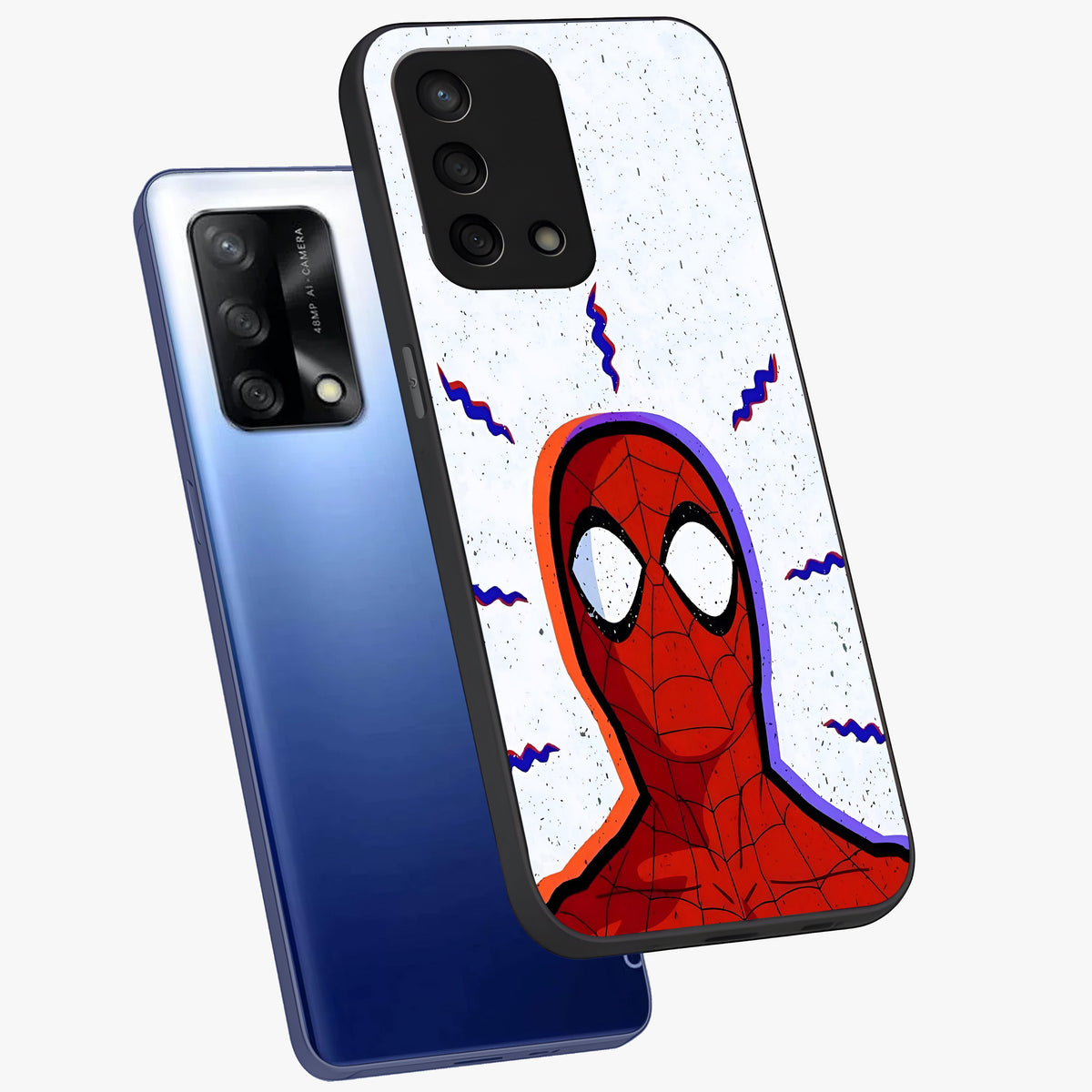 Omg Spiderman Glass Case displayed in angled mockup highlighting dynamic hero illustration with action comic aesthetic.