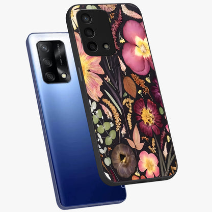 Petal Dream Tapestry Glass Case displayed in angled mockup highlighting decorative petal pattern with elegant botanical aesthetic.