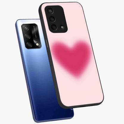 Pink Aura Heart Glass Case displayed in angled mockup highlighting vibrant pink heart design with dreamy aura aesthetic.