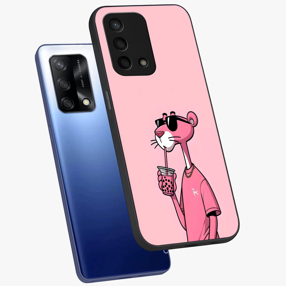 Pink Panther Glass Case displayed in angled mockup highlighting playful cartoon character design with vibrant pink aesthetic.