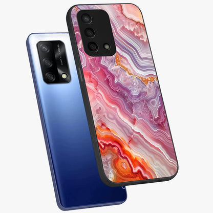 Rose Quartz Marble Glass Case displayed in angled mockup highlighting elegant marble pattern with soft aesthetic style.