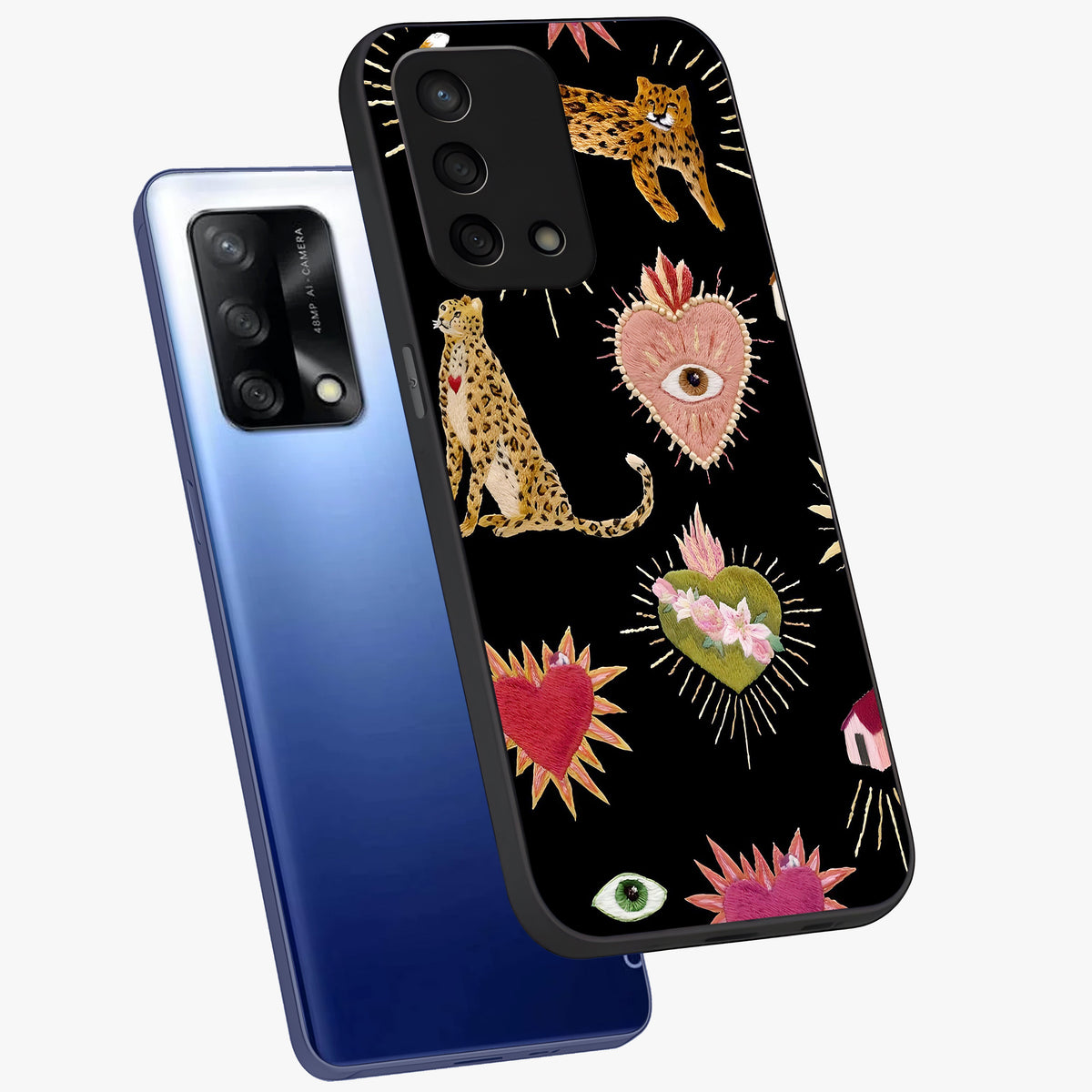 Sacred Jungle Heart Glass Case displayed in angled mockup highlighting lush tropical design with natural aesthetic style.