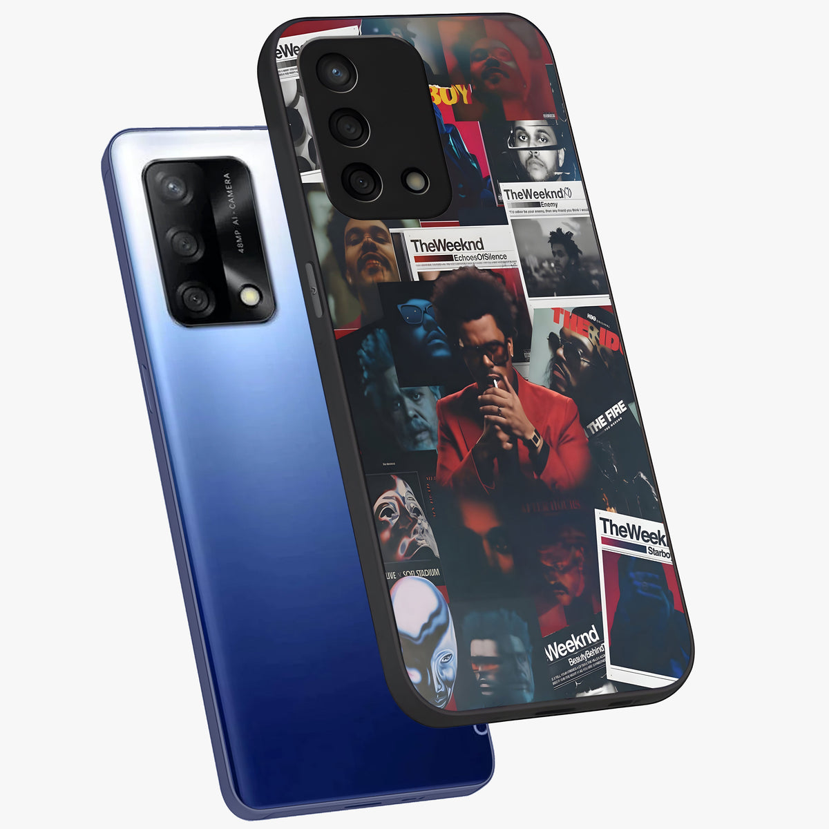The Weeknd Glass Case displayed in angled mockup highlighting stylish pop culture inspired design with modern aesthetic.