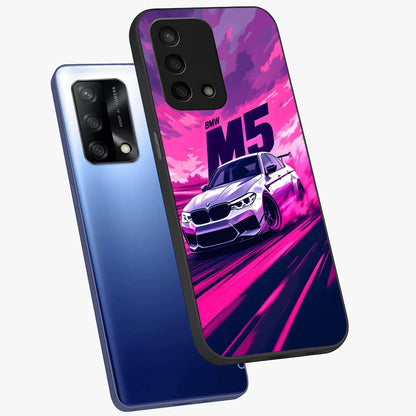 Velocity Drift Pulse Glass Case displayed in angled mockup highlighting dynamic drift design with sporty automotive aesthetic.