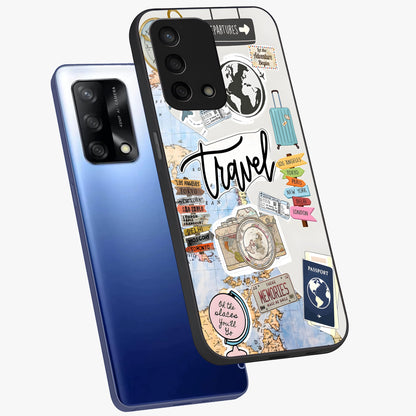 Wanderlust Journal Glass Case displayed in angled mockup highlighting adventure themed design with aesthetic travel vibe.
