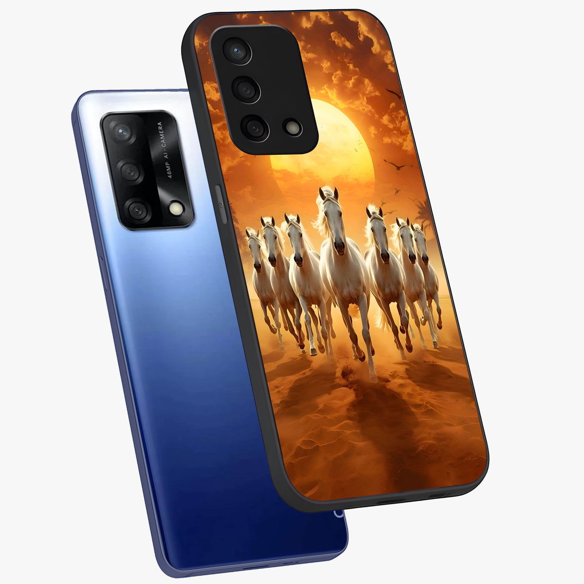 Wild Sunset Majesty Glass Case displayed in angled mockup highlighting vibrant sunset sky design with scenic aesthetic.