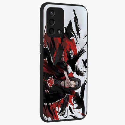 Crimson Crow Illusion Glass Case upright view showcasing striking crow illusion artwork with intense crimson theme.