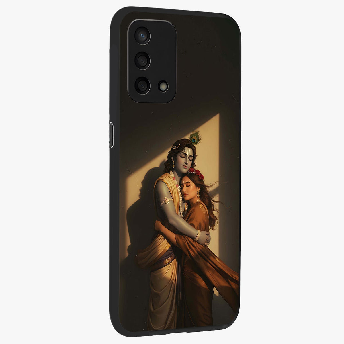 Divine Eternal Love Glass Case upright view showcasing graceful spiritual artwork with eternal love theme.