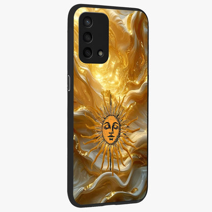 Eternal Golden Glow Glass Case upright view showcasing luminous golden artwork with luxurious visual theme.