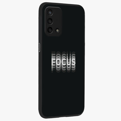 Focus Mode On Glass Case upright view showcasing strong typography statement with sleek motivational theme.