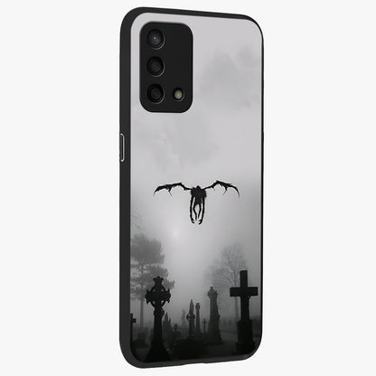Graveyard Shadow Descent Glass Case upright view showcasing haunting graveyard artwork with dramatic dark theme.