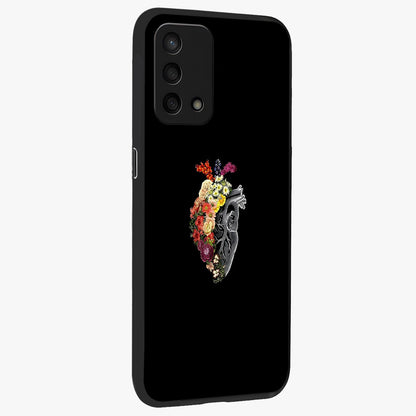Heart With Flowers Glass Case upright view showcasing decorative heart and floral artwork with sweet romantic theme.