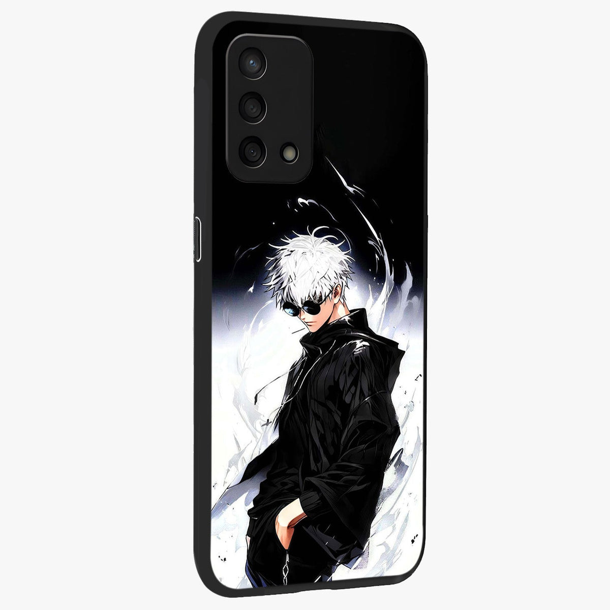 Limitless Shadow King Glass Case upright view showcasing bold shadow warrior artwork with epic fantasy theme.