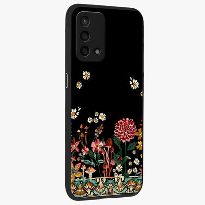 Midnight Bloom Pattern Glass Case upright view showcasing decorative floral artwork with deep night themed palette.