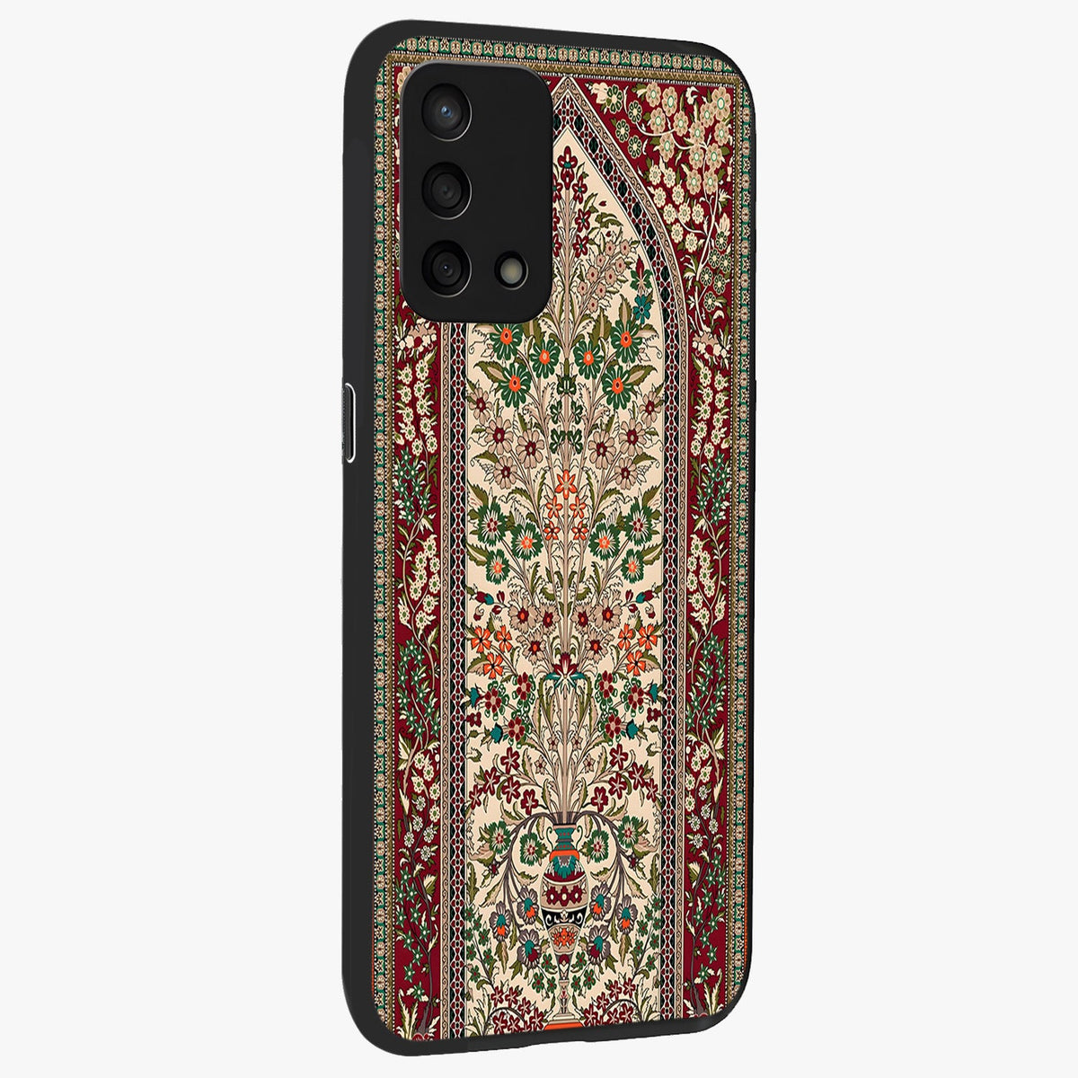 Persian Inspired Glass Case upright view showcasing decorative Persian artwork with rich heritage theme.