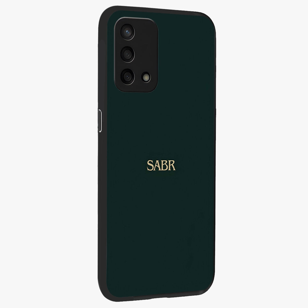 Sabr Minimal Patience Glass Case upright view showcasing calm minimalist artwork with motivational patience theme.