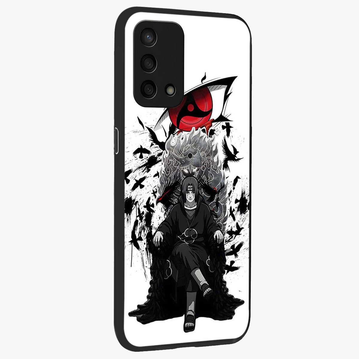Uchiha Shadow Throne Glass Case upright view showcasing magical underwater galaxy artwork with vibrant cosmic theme.