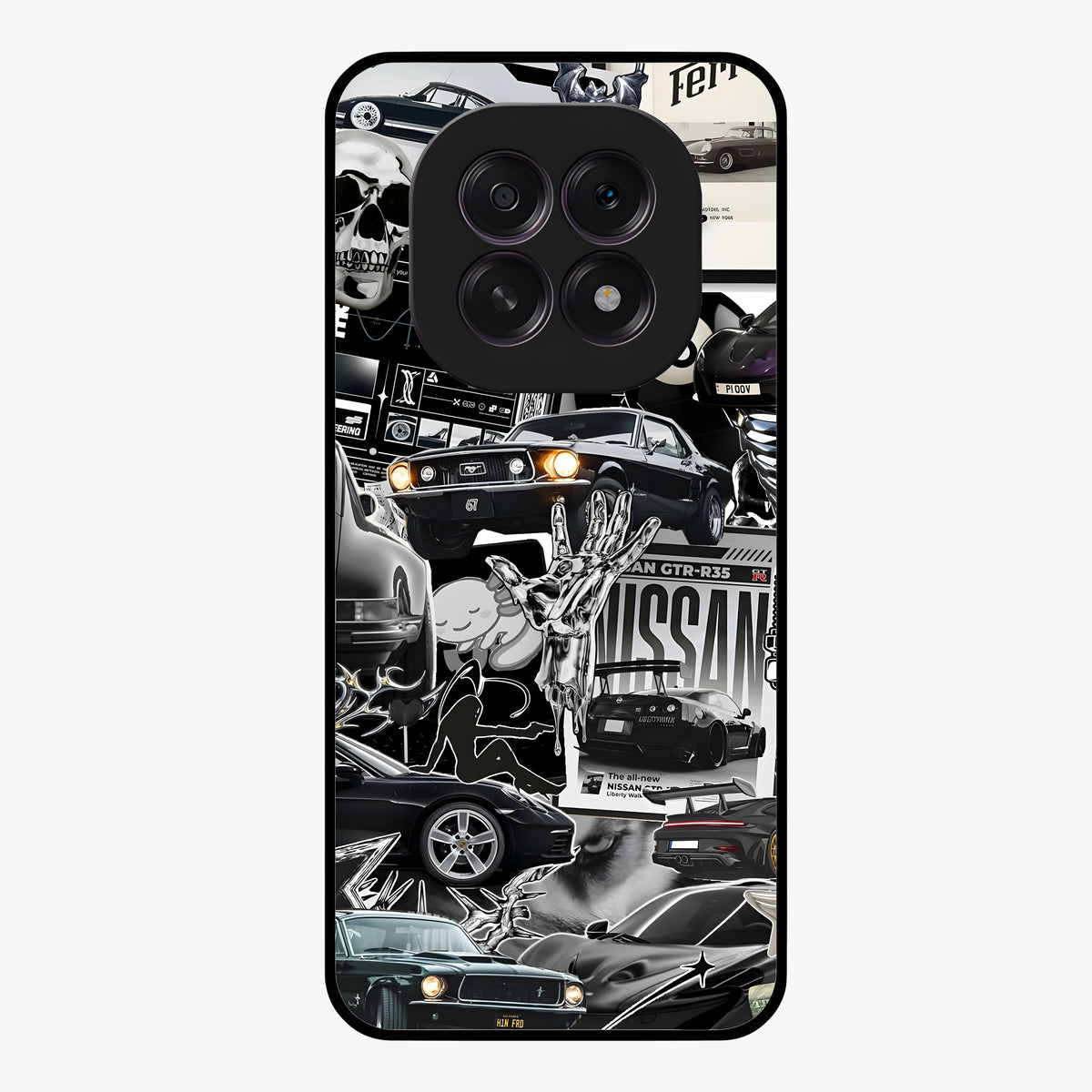 Aesthetic Dark Love Glass Case showing flat back view with dark romantic artwork and glossy glass finish.
