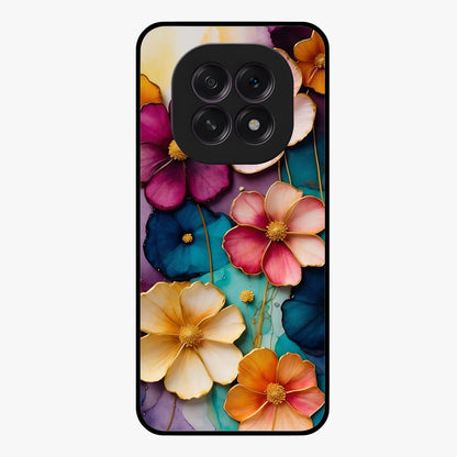 Artlyn Grace Flower Pattern Glass Case showing flat back view with elegant floral pattern artwork and glossy glass finish.