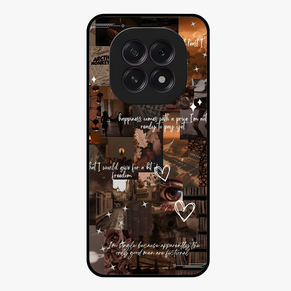 Bittersweet Aesthetic Chaos Glass Case showing flat back view with artistic chaotic aesthetic design and glossy glass finish.