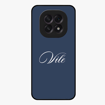 Blue Background Personalized Custom Name Glass Case showing flat back view with minimal blue background and custom name design.