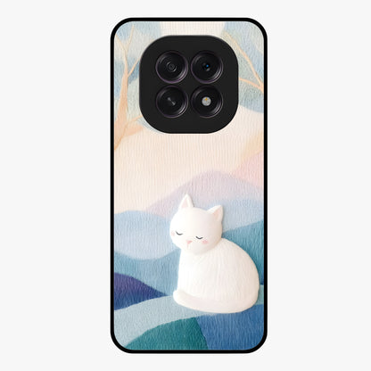 Cotton Dream Cat Glass Case showing flat back view with soft dreamy cat artwork and glossy glass finish.