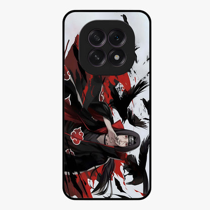 Crimson Crow Illusion Glass Case showing flat back view with artistic crow illusion artwork and glossy glass finish.