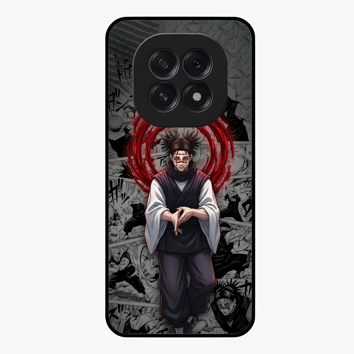 Cursed Ritual Ascension Glass Case showing flat back view with dark ritual themed artwork and glossy glass finish.