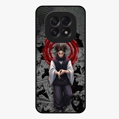 Cursed Ritual Ascension Glass Case showing flat back view with dark ritual themed artwork and glossy glass finish.