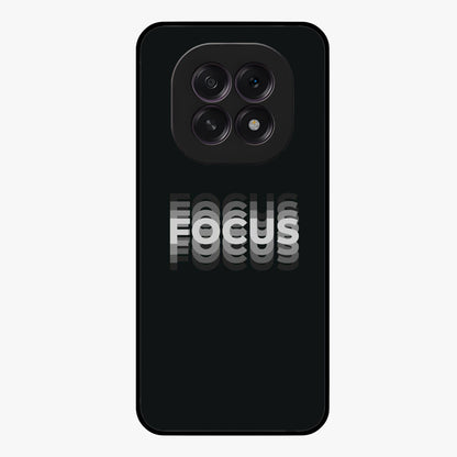 Focus Mode On Glass Case showing flat back view with bold motivational typography design and glossy glass finish.