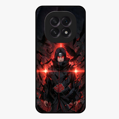 Focused Blade Discipline Glass Case showing flat back view with warrior sword themed artwork and glossy glass finish.