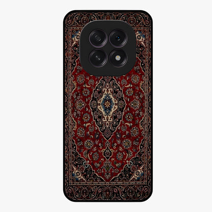 Heritage Carpet Royale Glass Case showing flat back view with ornate Persian carpet inspired pattern and glossy glass finish.