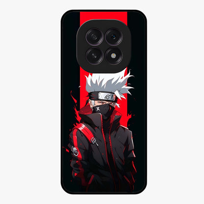 Kakashi Scarlet Shadow Glass Case showing flat back view with powerful anime ninja artwork and glossy glass finish.