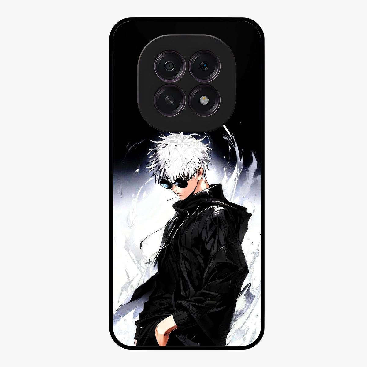Limitless Shadow King Glass Case showing flat back view with powerful shadow warrior artwork and glossy glass finish.