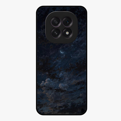 Lunar Veil Silence Glass Case showing flat back view with mystical moon veil artwork and glossy glass finish.