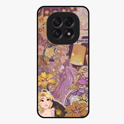 Magical Tangled Dream Glass Case showing flat back view with dreamy tangled artwork and glossy glass finish.
