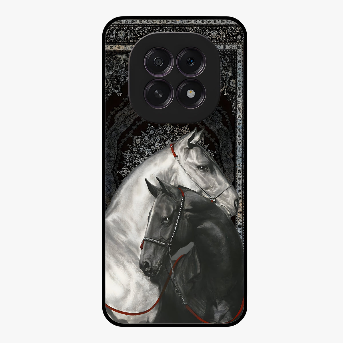 Majestic Ride Legacy Glass Case showing flat back view with powerful automotive inspired artwork and glossy glass finish.