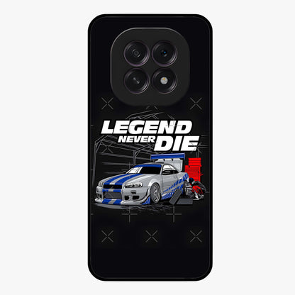 Midnight Racing Legacy Glass Case showing flat back view with sleek racing inspired artwork and glossy glass finish.