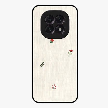 Minimal Petal Whispers Glass Case showing flat back view with soft minimal floral artwork and glossy glass finish.