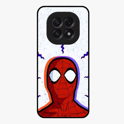 Omg Spiderman Glass Case showing flat back view with bold superhero inspired artwork and glossy glass finish.
